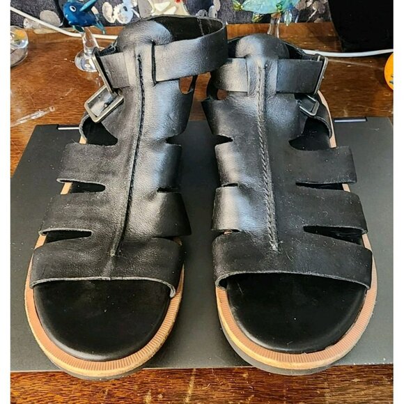 Kork-Ease Baltea Black Leather Sandals Sz 10M Comfortable Gladiator - Picture 2 of 8